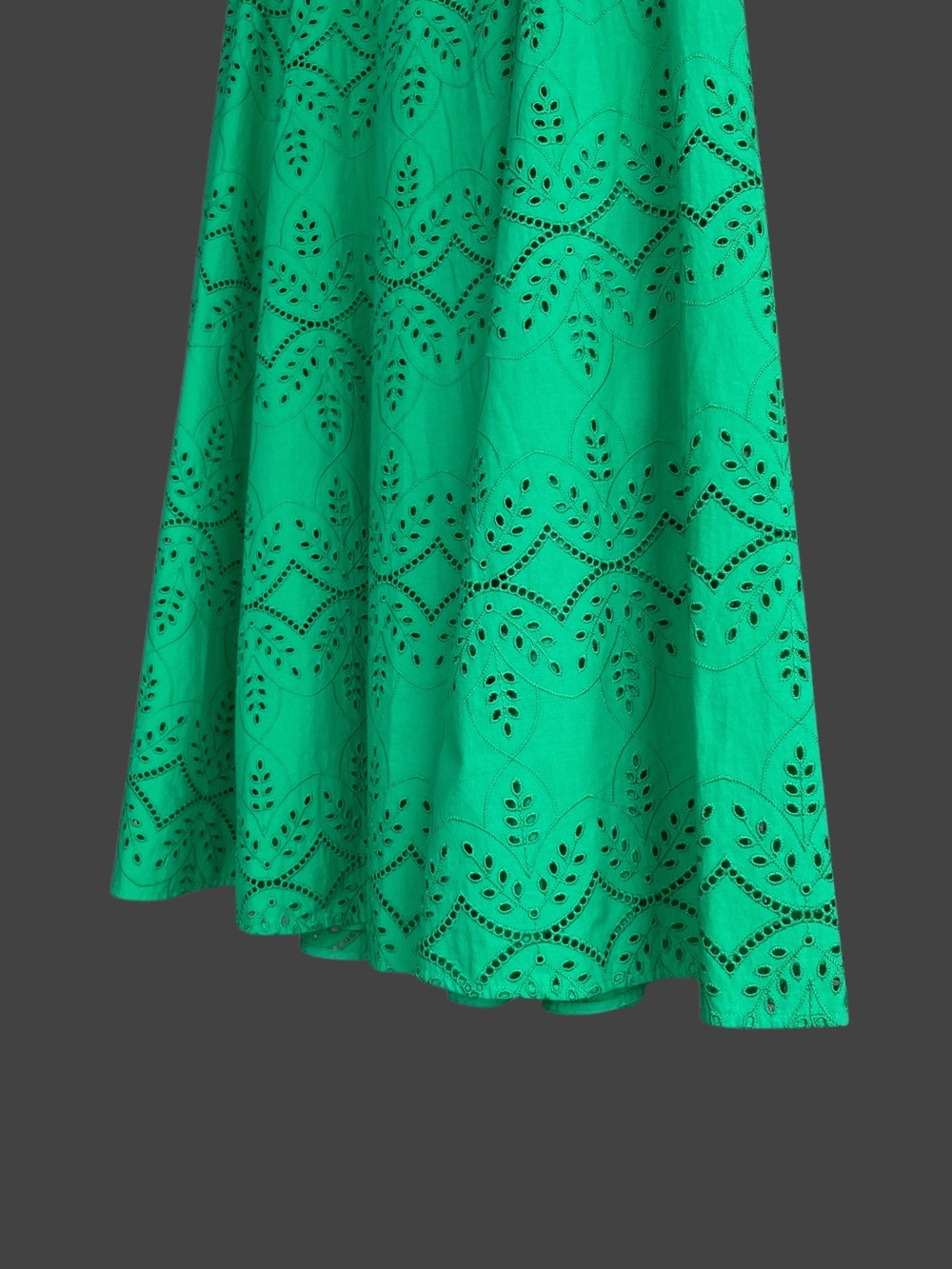 SEZANE NWT Green Floral Eyelet Embroidered Laser Cut Open Back Ladya Midi Dress - Picture 8 of 15